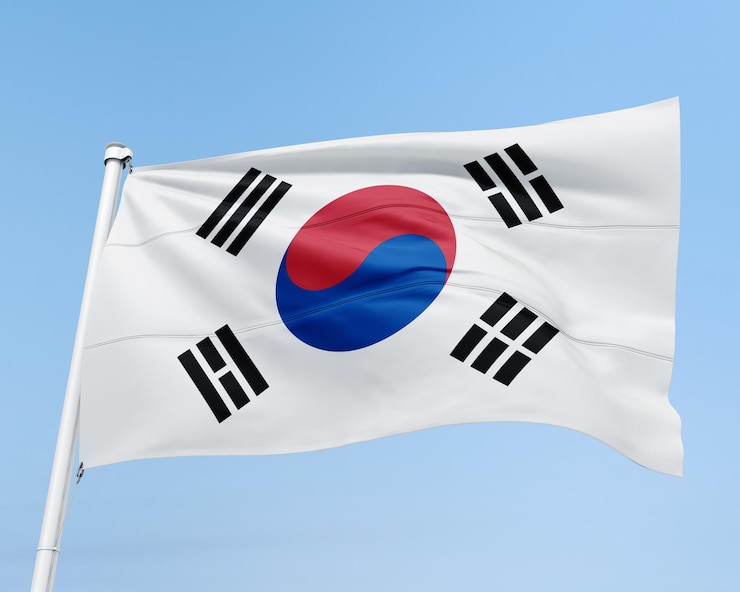 PSD bandeira da coreia do sul no céu azul