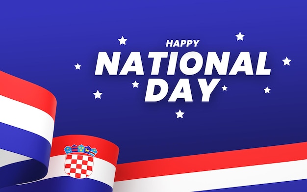 Bandeira da croácia design de banner do dia da independência nacional texto editável e plano de fundo
