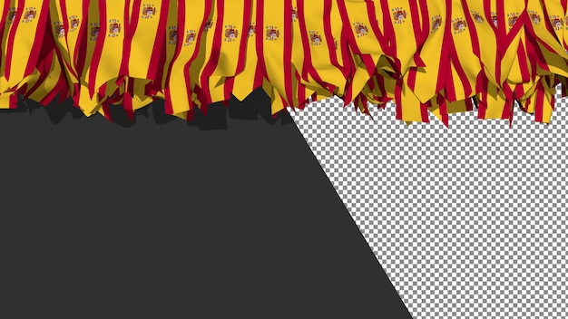 PSD bandeira da espanha diferentes formas de listras de pano penduradas na renderização 3d superior