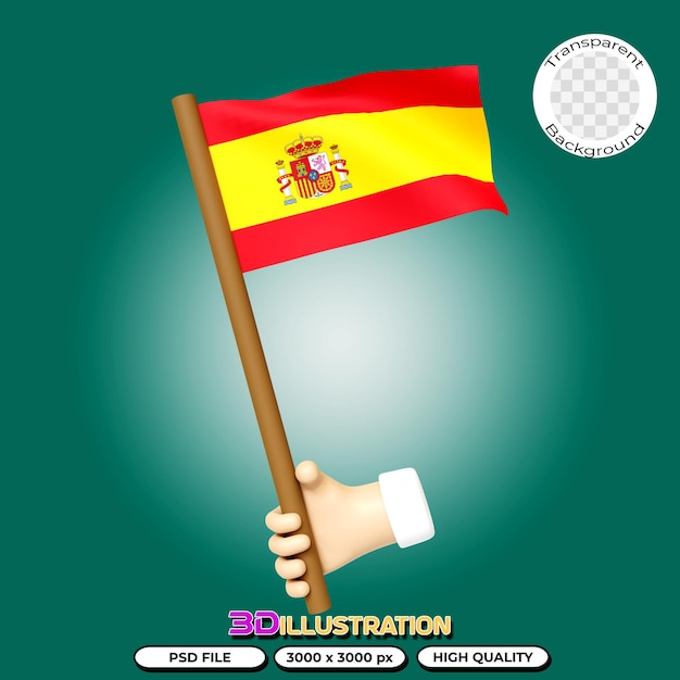 PSD bandeira da espanha renderização em 3d em fundo transparente