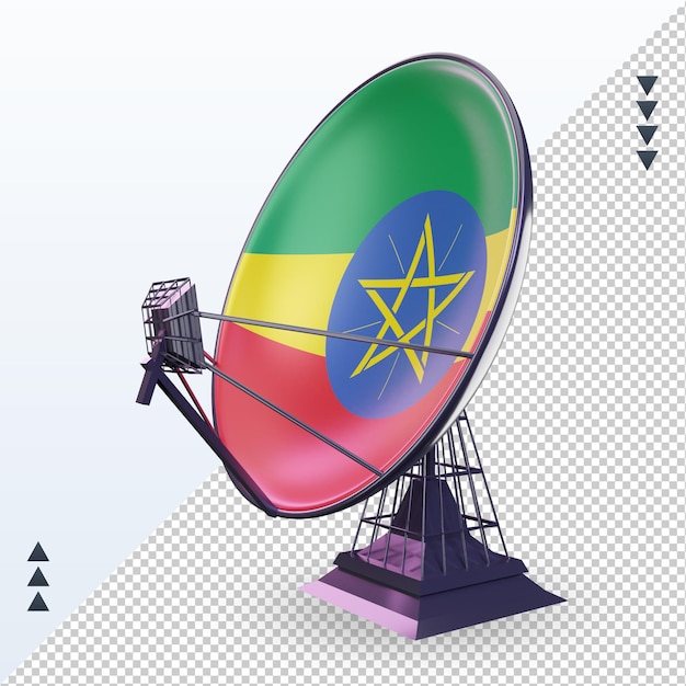 Bandeira da etiópia satélite 3d renderizando vista direita