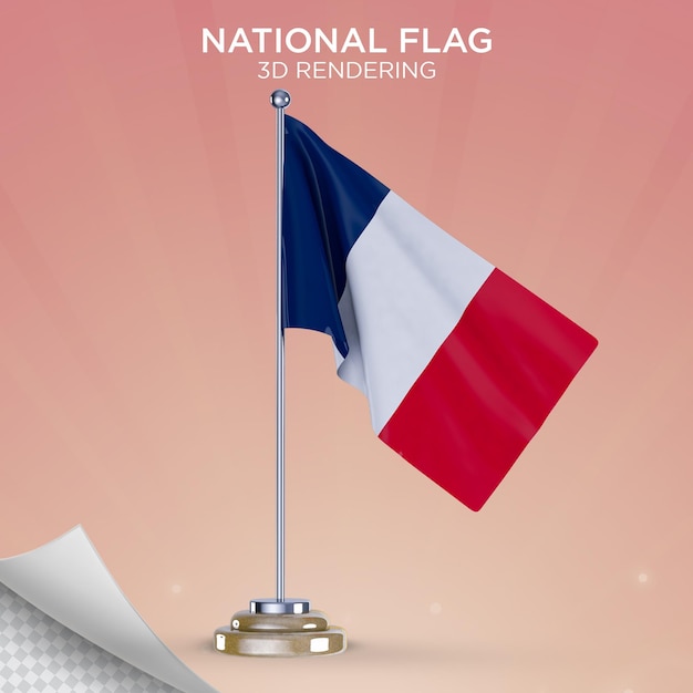 Bandeira da França acenando estilo 3d PSD Premium
