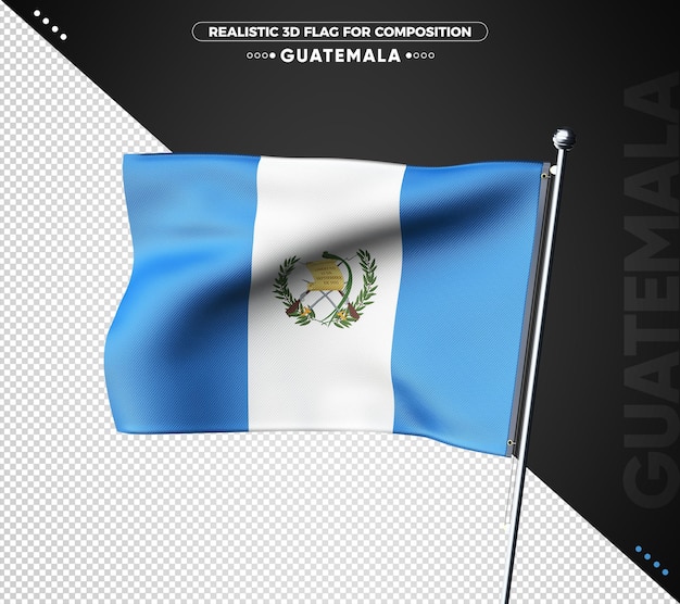 PSD bandeira da guatemala 3d com textura realista