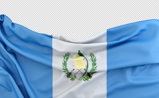 Bandeira da Guatemala isolada em fundo branco com espaço de cópia acima da renderização em 3D