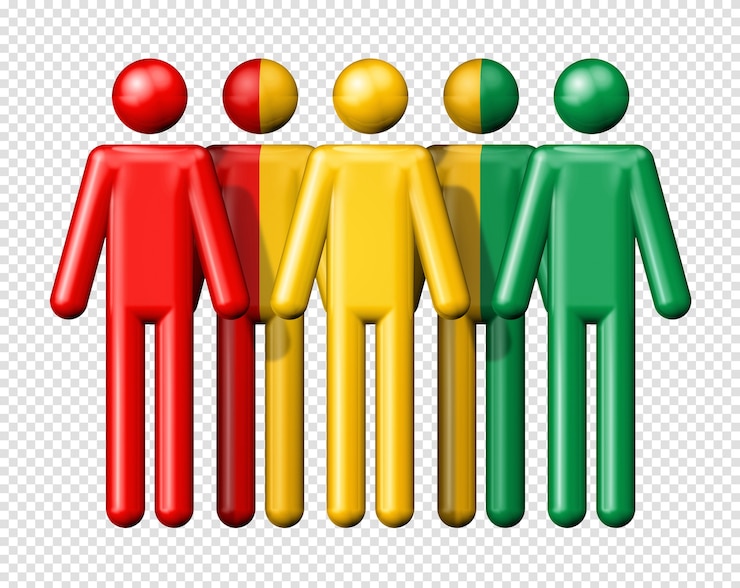PSD bandeira da guiné em figuras humanas