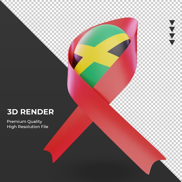 PSD bandeira da jamaica do dia da sida 3d renderizando a vista correta