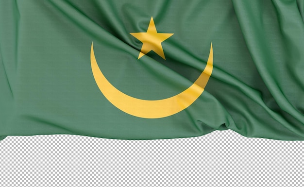 PSD bandeira da mauritânia isolada em fundo branco com espaço de cópia abaixo da renderização em 3d