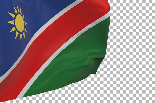 Bandeira da namíbia isolada. bandeira ondulante. bandeira nacional da namibia