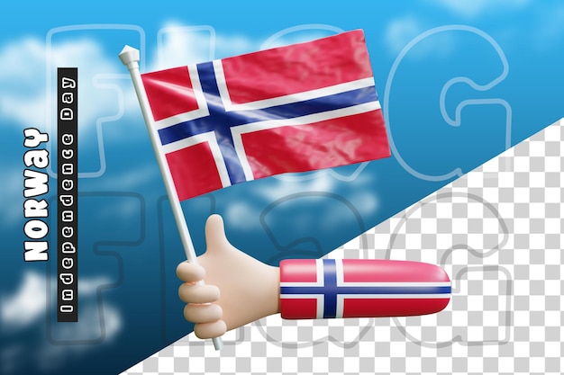 PSD bandeira da noruega na mão ou bandeira da noruega na mão