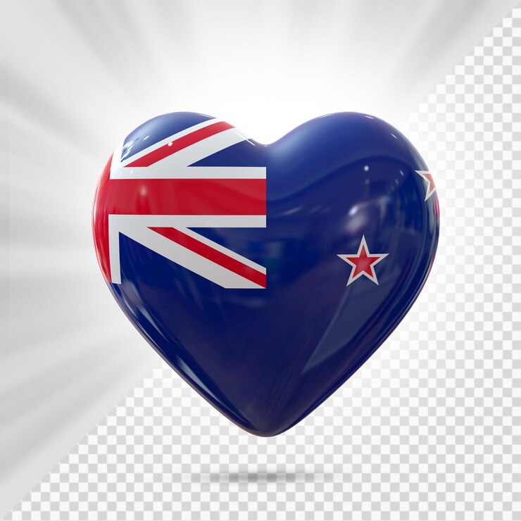 PSD bandeira da nova zelândia coração 3d