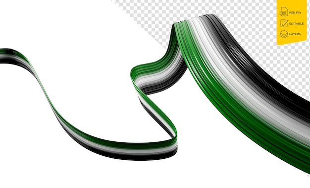 PSD bandeira da palestina bandeira de fita ondulada isolada em fundo branco ilustração 3d