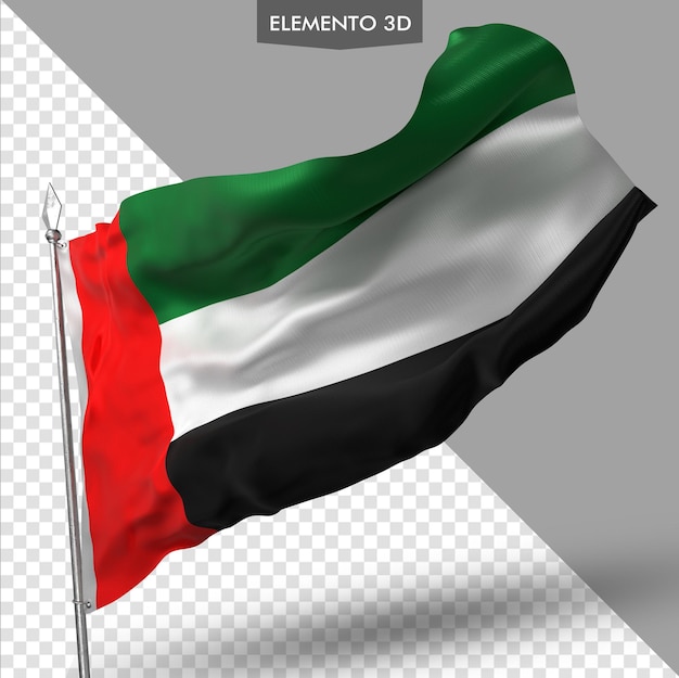 PSD bandeira da renderização 3d premium dos emirados árabes unidos