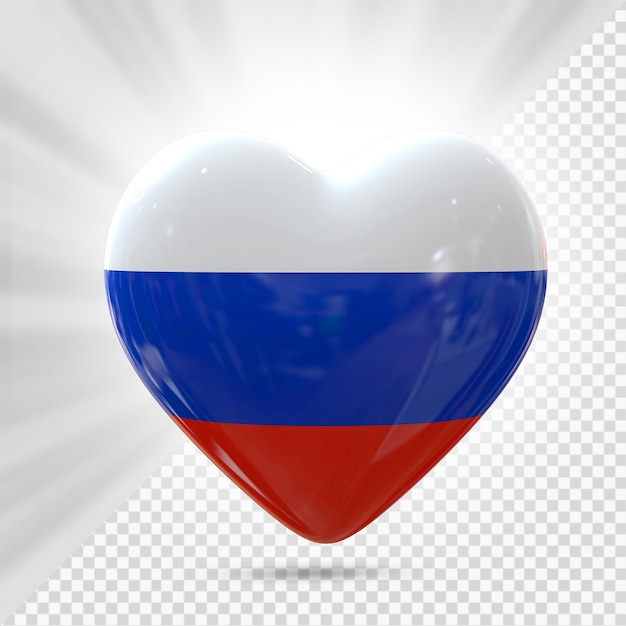 PSD bandeira da rússia coração 3d