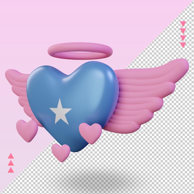 Bandeira da somália com amor dos namorados 3d renderizando a vista correta