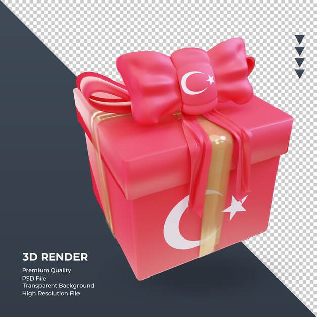 Bandeira da turquia de presente caixa 3d renderizando vista esquerda