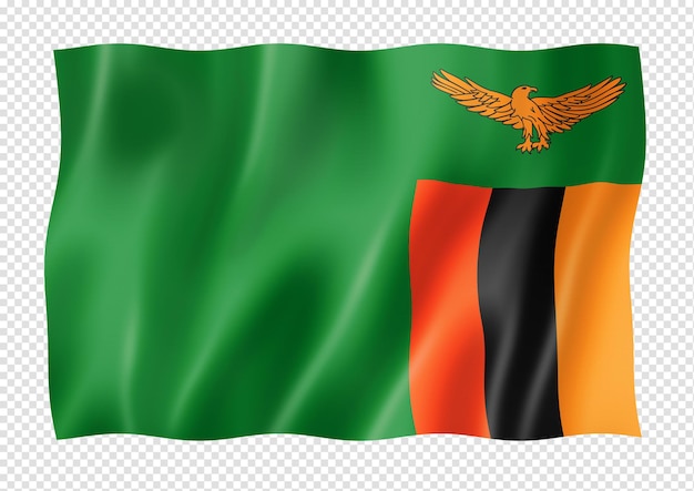 Bandeira da Zâmbia isolada em branco