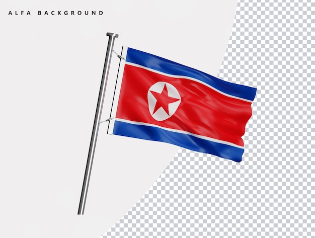 Bandeira de alta qualidade da coreia do norte em renderização 3d realista
