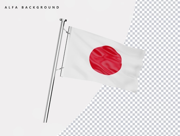 PSD bandeira de alta qualidade do japão em renderização 3d realista