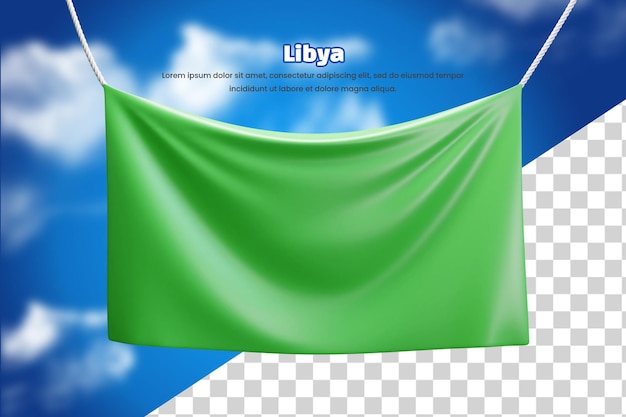 PSD bandeira de bandeira 3d da líbia ou bandeira de bandeira 3d da líbia acenando