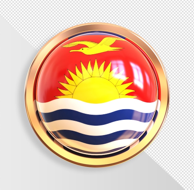 Bandeira de botão de renderização 3d de kiribati