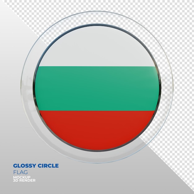 Bandeira de círculo brilhante texturizado 3d realista da Bulgária