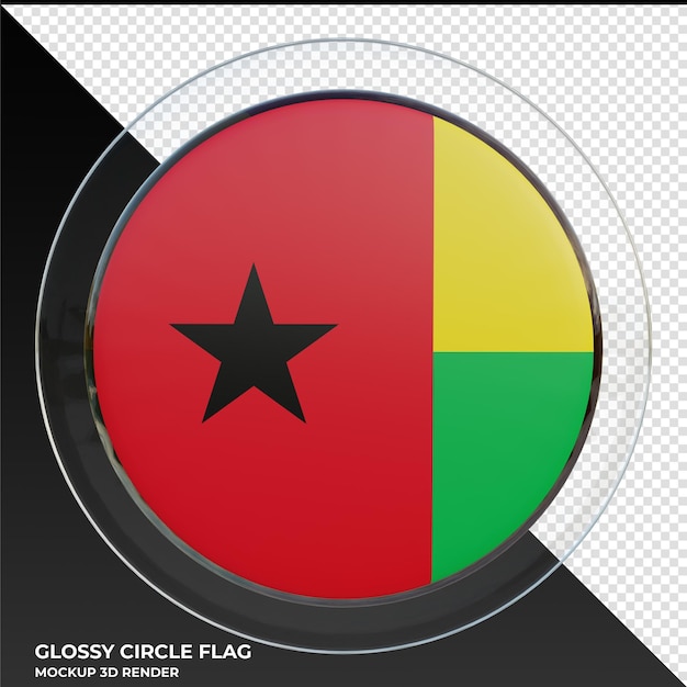 Bandeira de círculo brilhante texturizado 3d realista da Guiné-Bissau