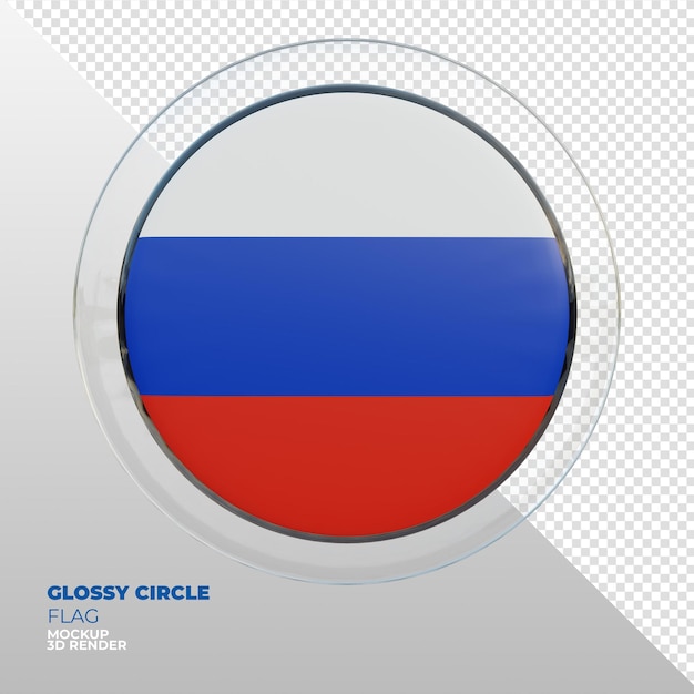 PSD bandeira de círculo brilhante texturizado 3d realista da rússia