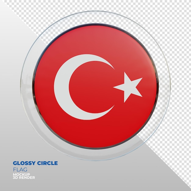 PSD bandeira de círculo brilhante texturizado 3d realista da turquia