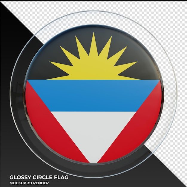 Bandeira de círculo brilhante texturizado 3d realista de antígua e barbuda