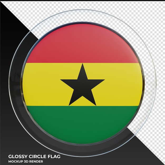 Bandeira de círculo brilhante texturizado 3d realista de Gana