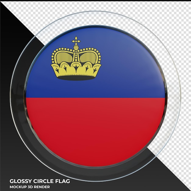 Bandeira de círculo brilhante texturizado 3d realista de liechtenstein