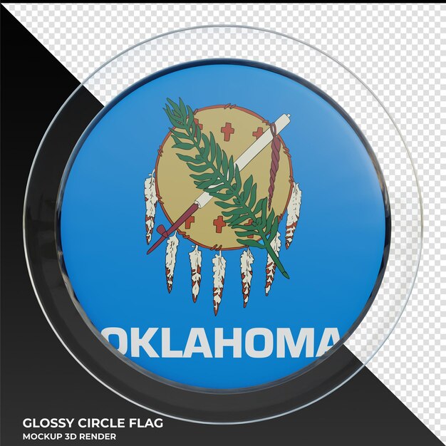 PSD bandeira de círculo brilhante texturizado 3d realista de oklahoma