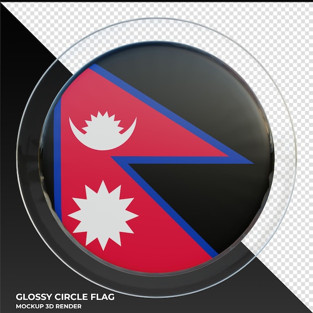 PSD bandeira de círculo brilhante texturizado 3d realista do nepal