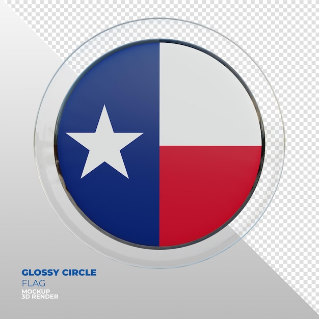 Bandeira de círculo brilhante texturizado 3d realista do texas
