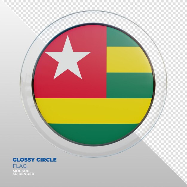 Bandeira de círculo brilhante texturizado 3d realista do Togo
