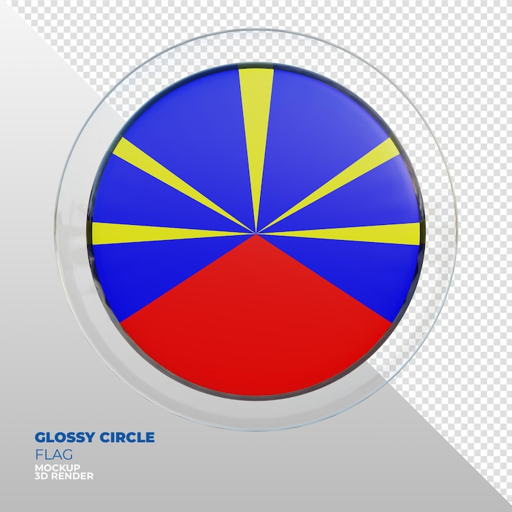 PSD bandeira de círculo brilhante texturizado 3d realista do vulcão radiante da reunião