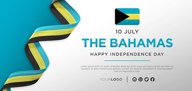 Bandeira de comemoração do dia da independência nacional das Bahamas, aniversário nacional