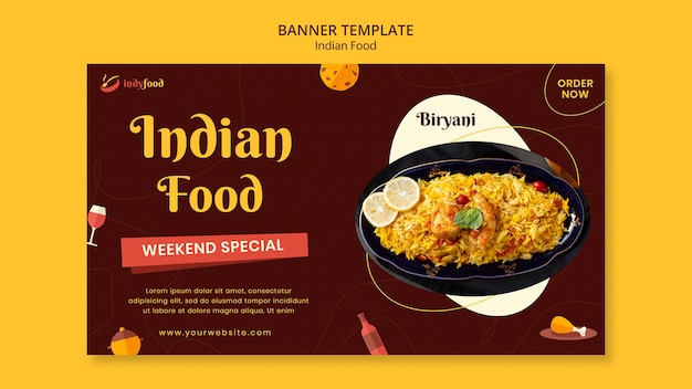 Bandeira de comida indiana deliciosa