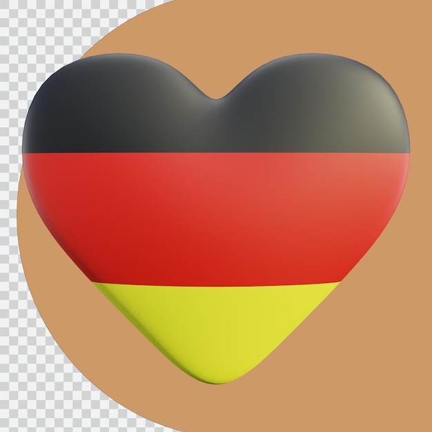Bandeira de coração 3D da Alemanha