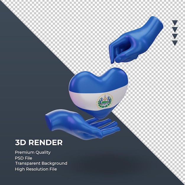 Bandeira de el salvador do dia da caridade 3d renderizando a vista esquerda