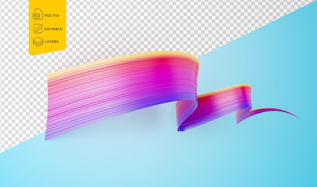 Bandeira de fita de mídia social ondulada e brilhante isolada em fundo azul suave Ilustração 3D