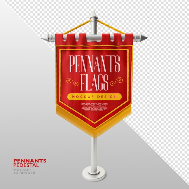 PSD bandeira de flâmulas de maquete retrô medieval realista 3d renderização