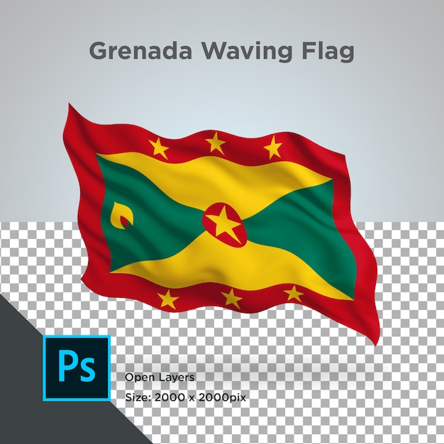 Bandeira de granada onda psd transparente