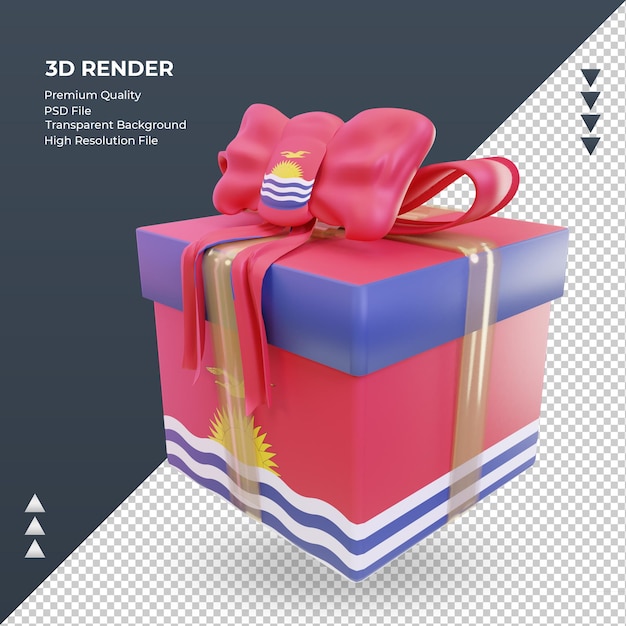 Bandeira de Kiribati de presente de caixa 3D renderizando vista direita