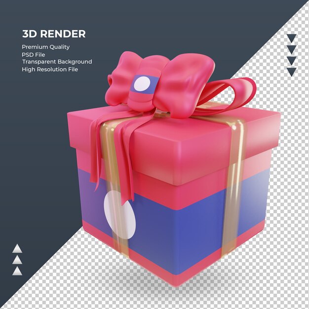 Bandeira de Laos presente em caixa 3D renderizando vista direita