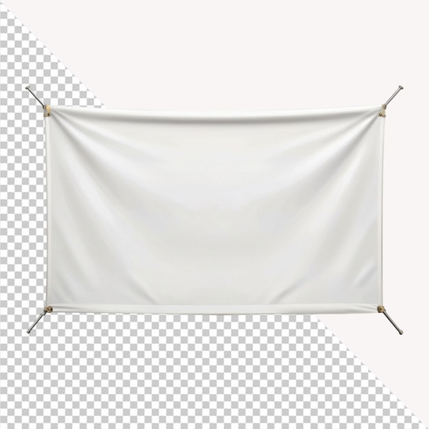 PSD bandeira de lona branca em fundo transparente