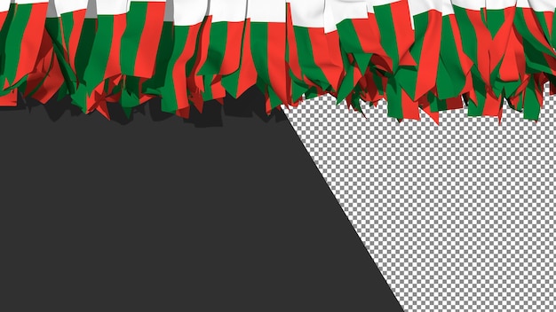 PSD bandeira de madagascar com diferentes formas de listras de pano penduradas na renderização 3d superior