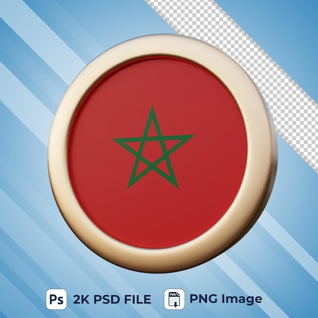 PSD bandeira de marrocos 3d