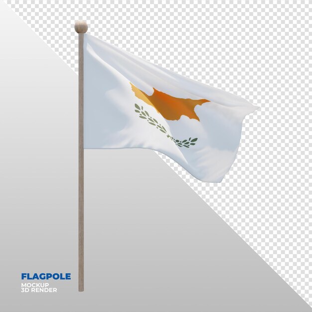 Bandeira de mastro de bandeira texturizada 3d realista de chipre