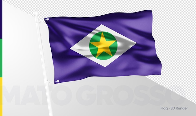 PSD bandeira de mato grosso realista renderização em 3d do estado brasileiro